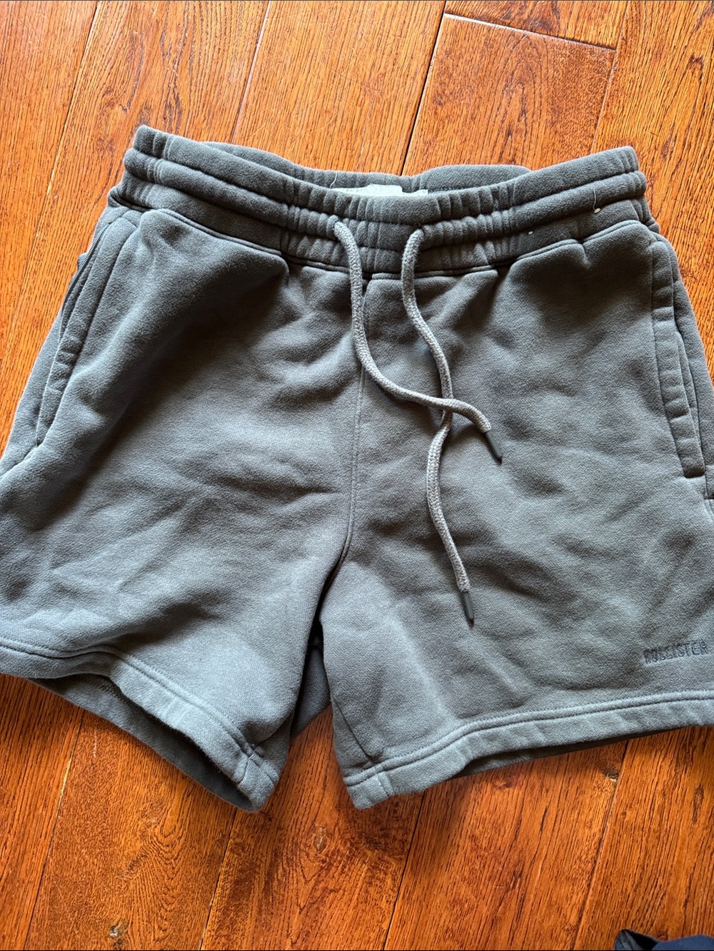 Hollister Men’s Cozy Grey Fleece Drawstring Shorts